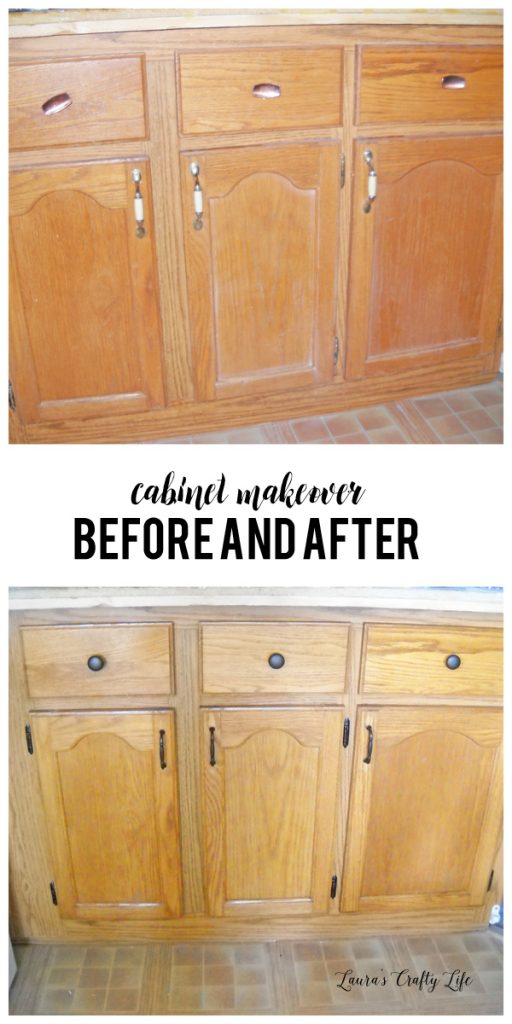 Cabinet Makeover without paint - before and after