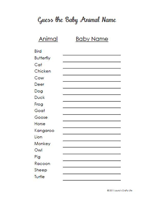 Guess the Baby Animal Name Game