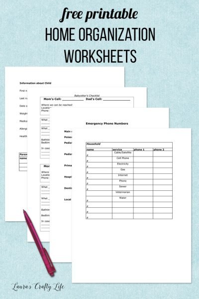 Free Printable Organization Worksheets For Adults