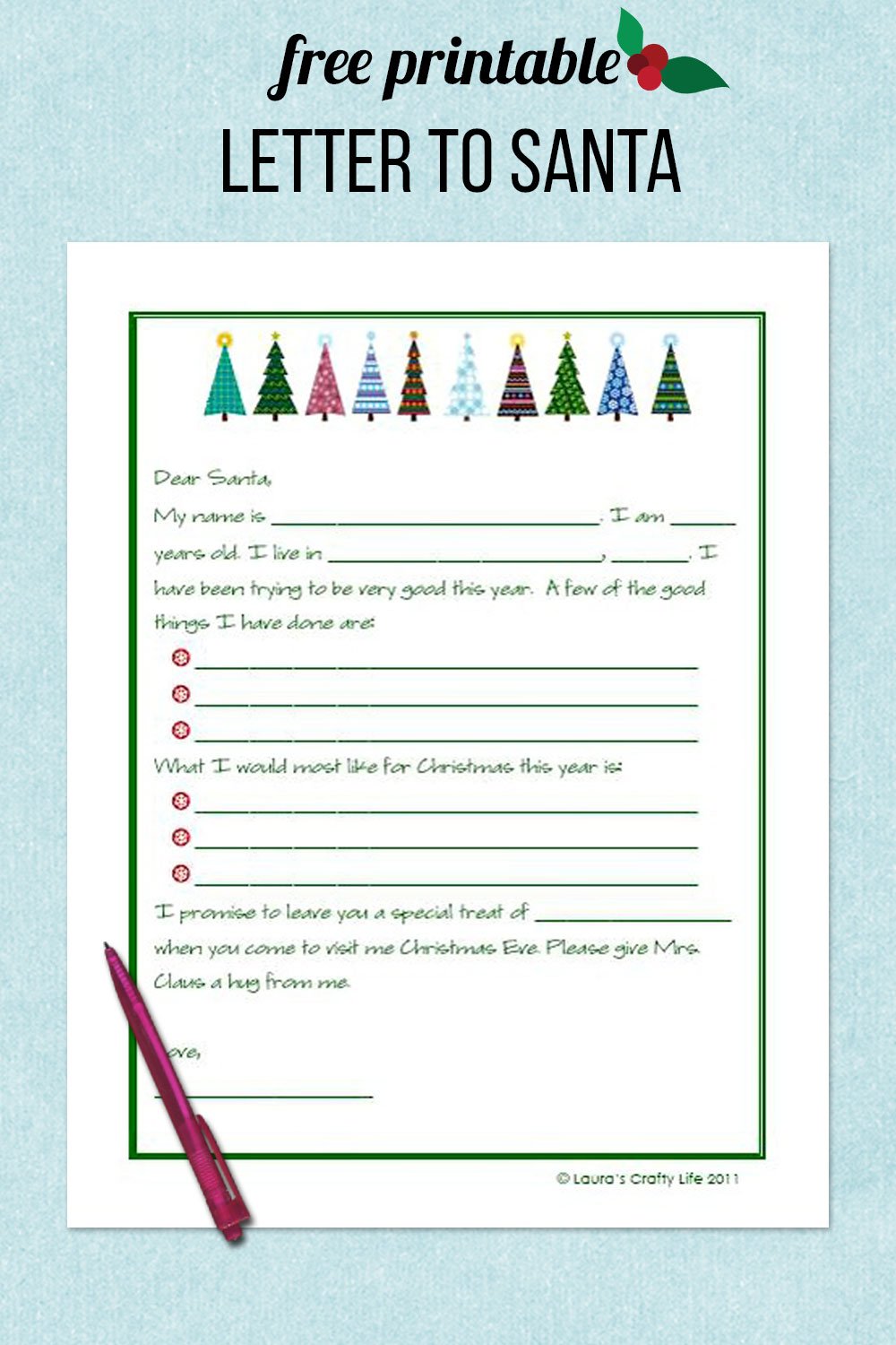 free printable letter to santa