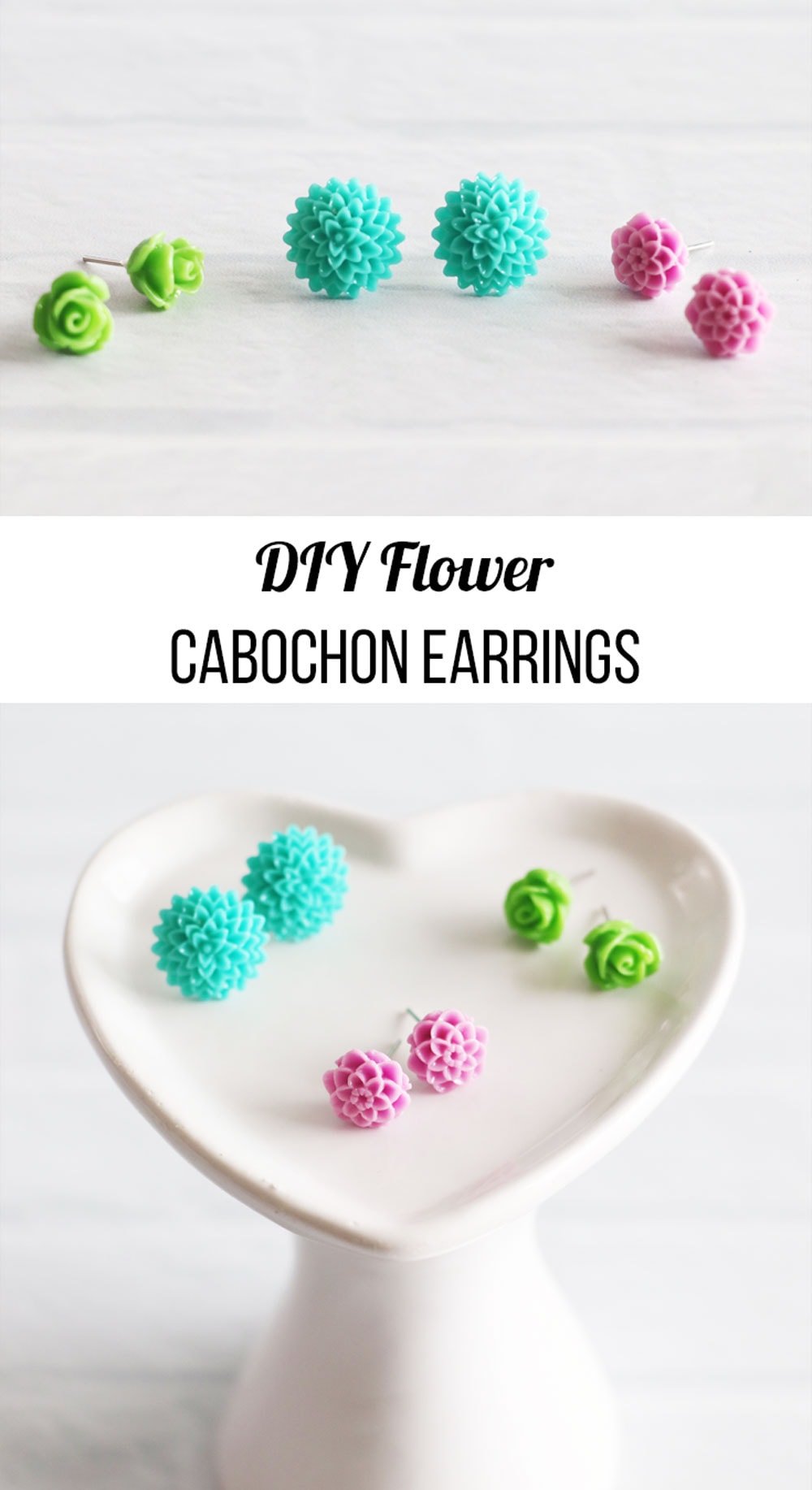 diy flower cabochon earrings