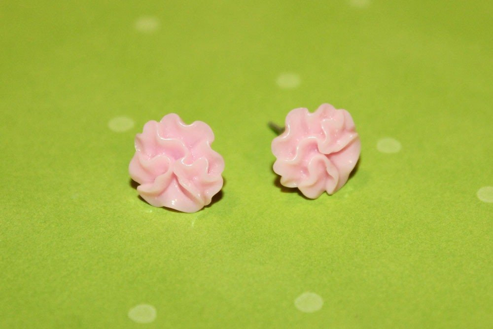 pink floral cabochon earrings