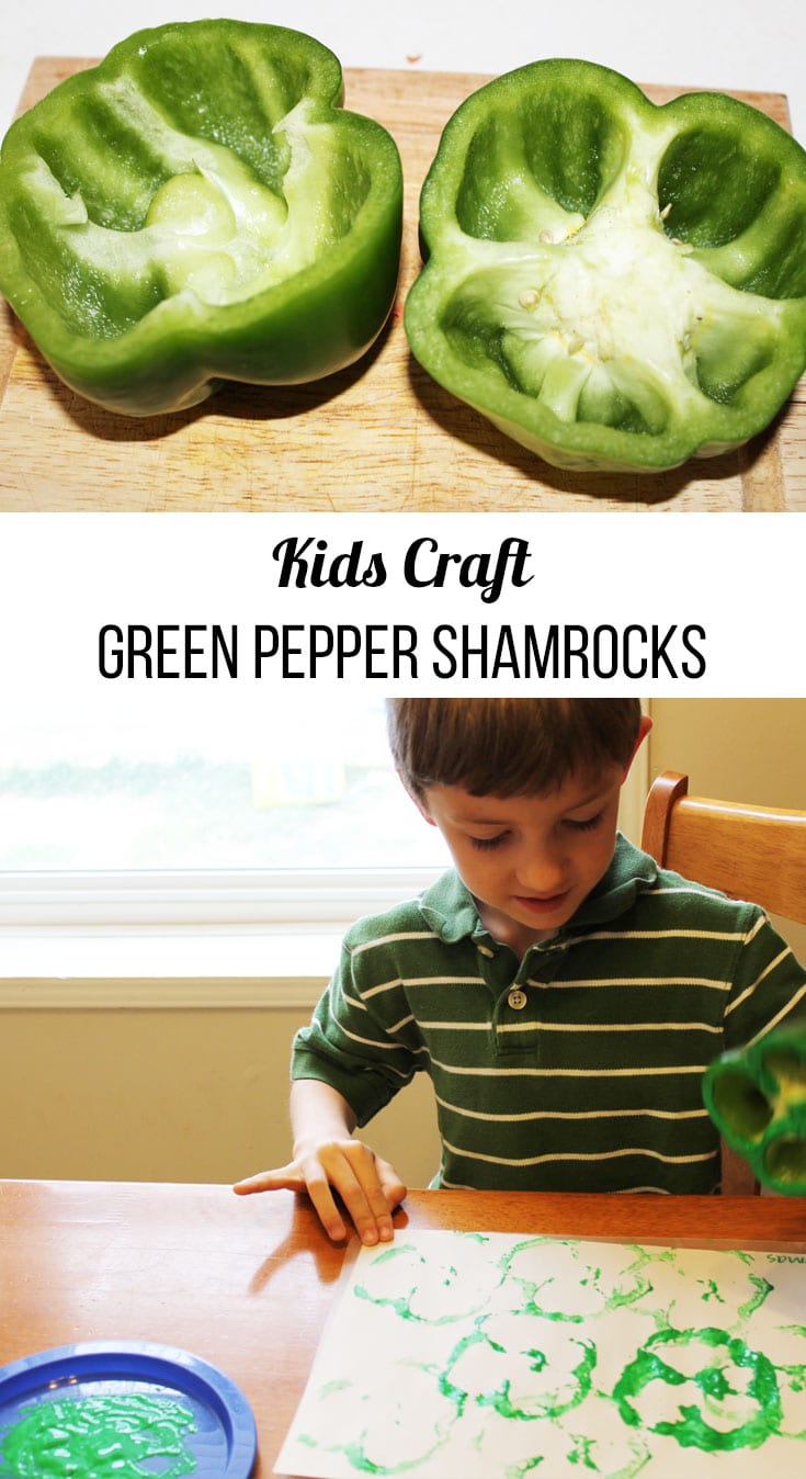 kids craft green pepper shamrock