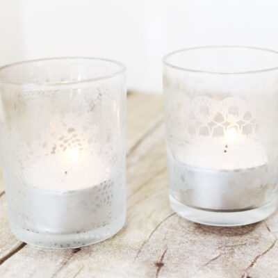 etched glass votive candles