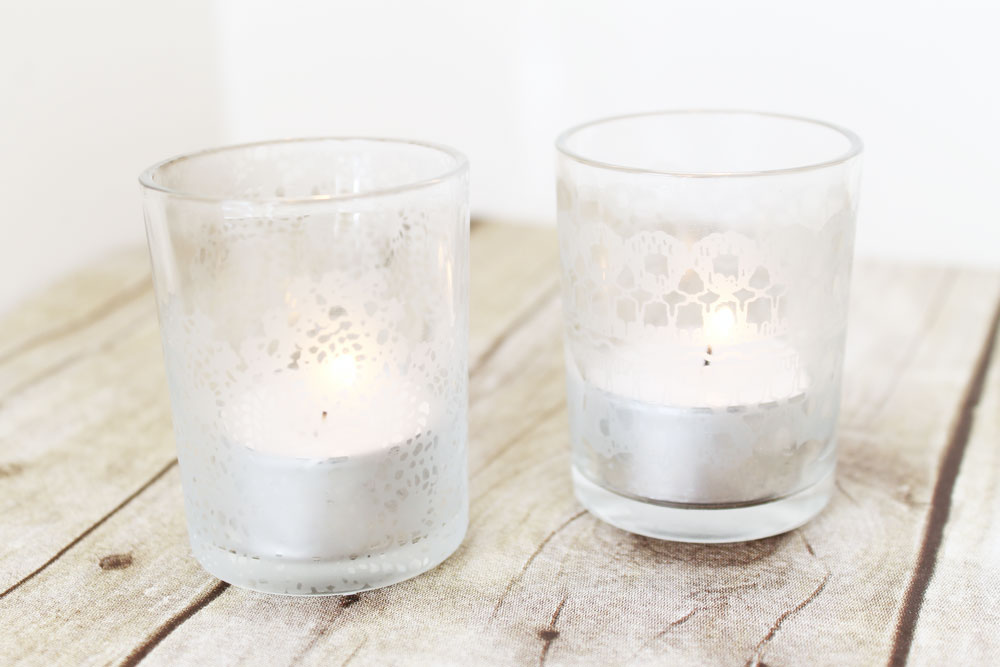 etched glass votive candle holders