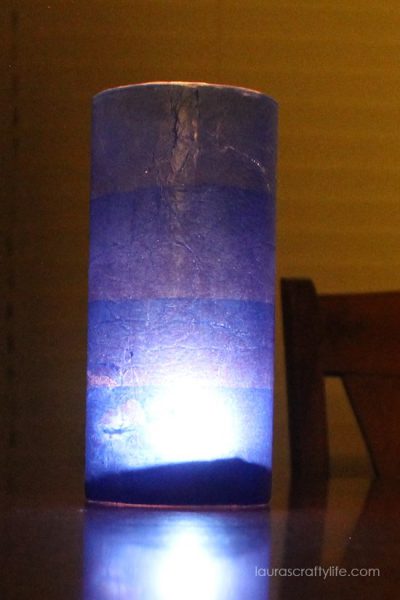 ombre luminary with candle