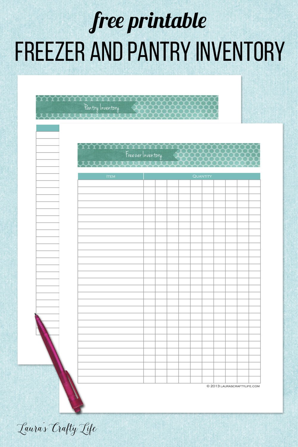 free printable freezer and pantry inventory