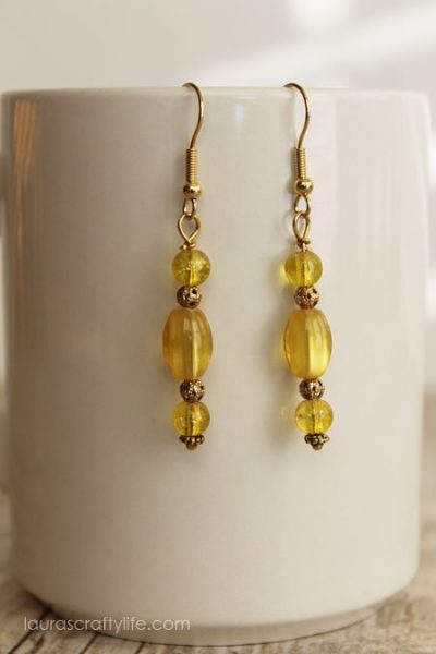 yellow glass bead earrings