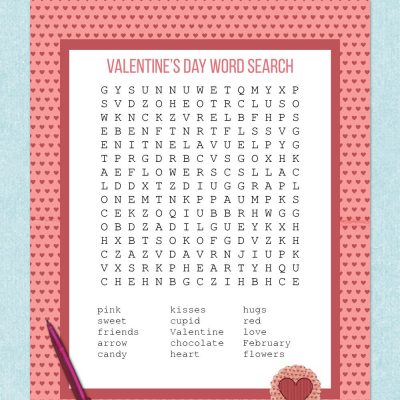 free printable valentine word search