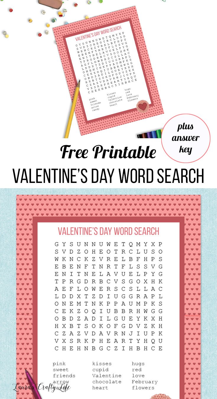 free printable valentines day word search and answer key