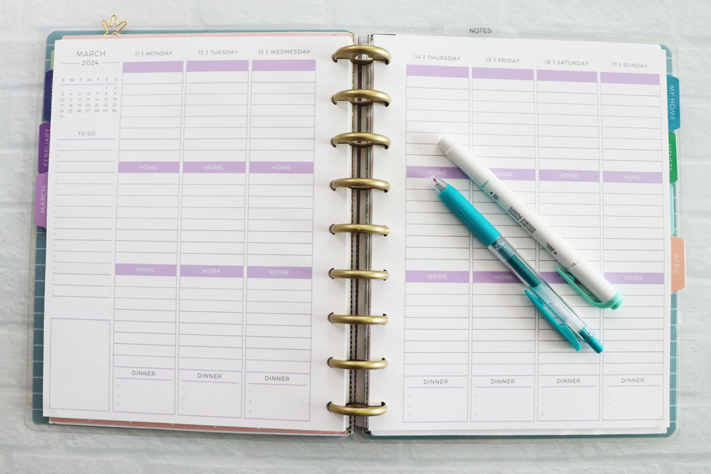 weekly planner pages