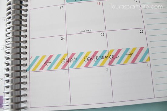 use washi tape for extended events in your planner