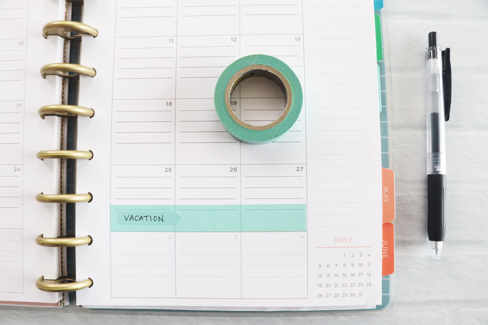 washi tape for planner