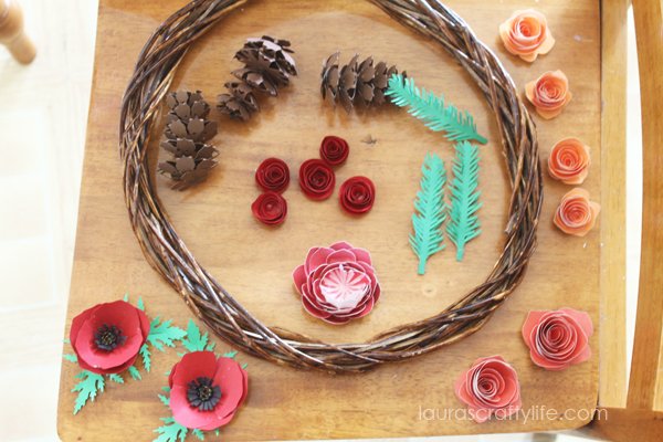 Paper components for woodland fall paper wreath
