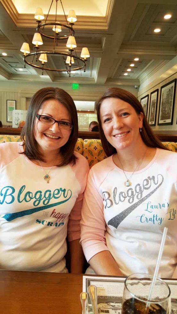 Amy and Me with our blogger shirts on