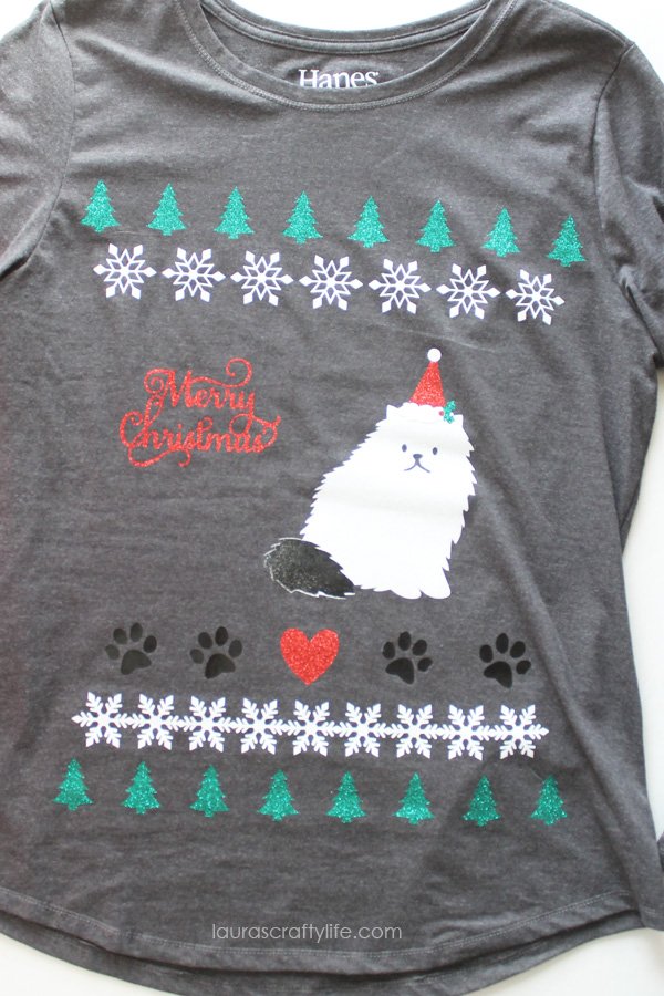 Create an ugly Christmas sweater with your Cricut Explore and glitter iron-on