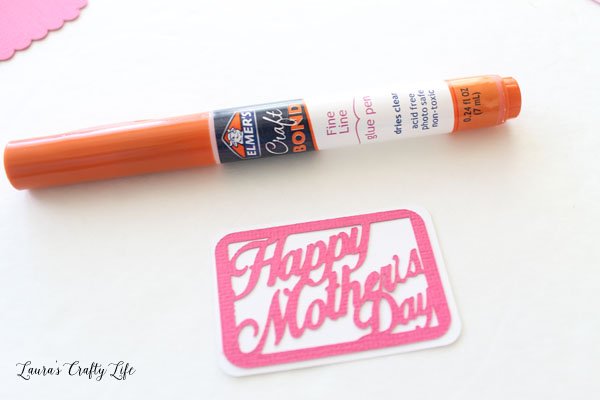 Glue Mother's Day sentiment to white background