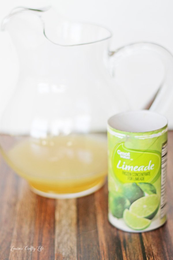 Add limeade and water to a large pitcher