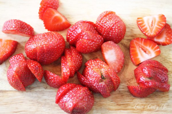 Slice strawberries