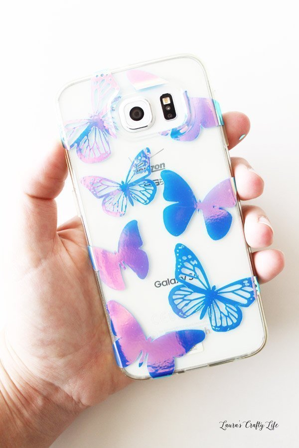 Custom holographic butterfly phone case