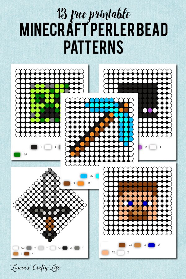 13 Free printable Minecraft Perler Bead patterns