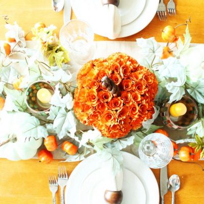 At Home fall tablescape ideas - top down view