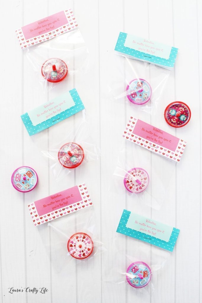 Spinning top valentines with free printable