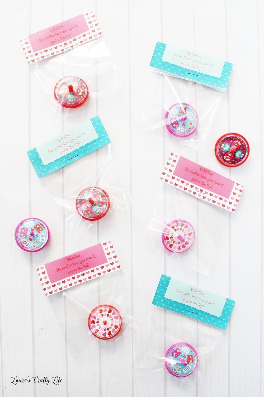 Spinning top valentines with free printable