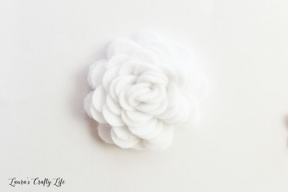 White felt flower