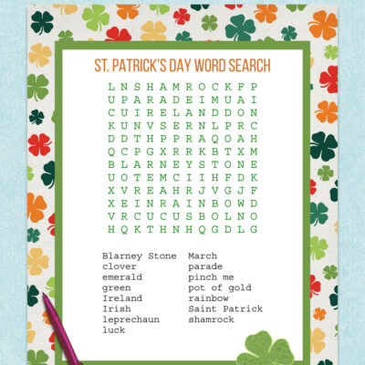 free printable st patricks day word search