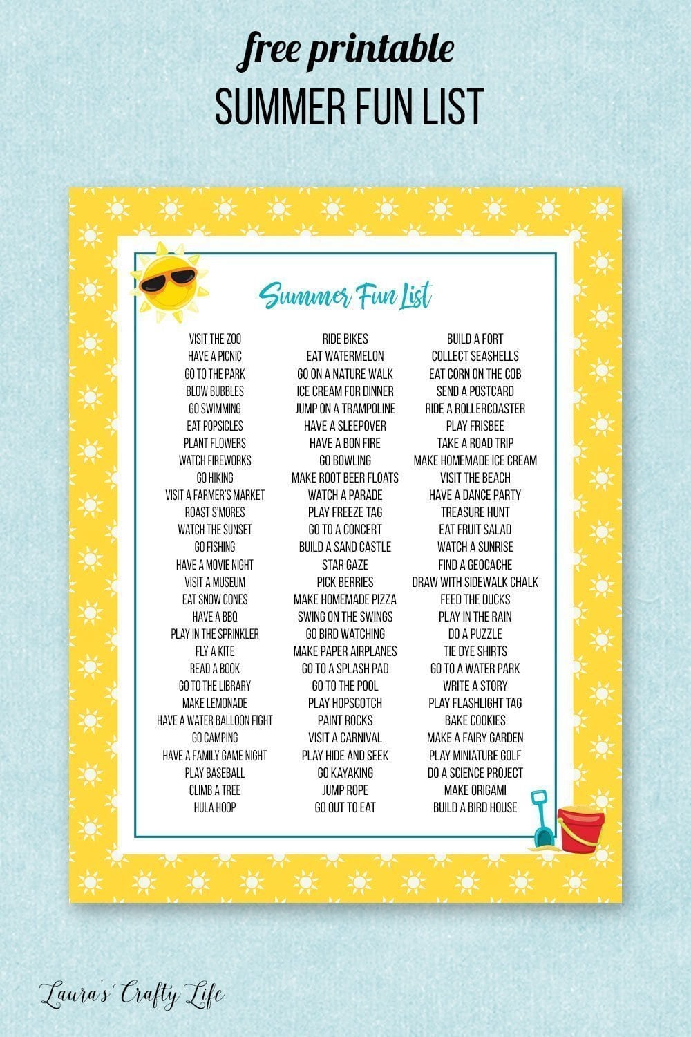 Free printable summer fun list - tons of ideas for what to do with your family and the kids for summer