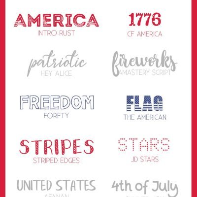 Patriotic Fonts. 10 of my favorite personal and commercial use patriotic fonts to use in your projects for Memorial Day, the 4th of July, and Labor Day. 
