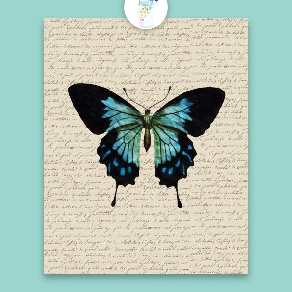 blue butterfly book page digital art
