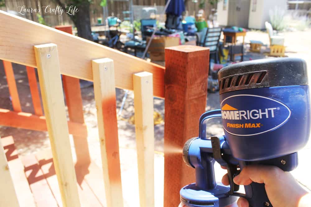 Staining railing with HomeRight Finish Max Sprayer
