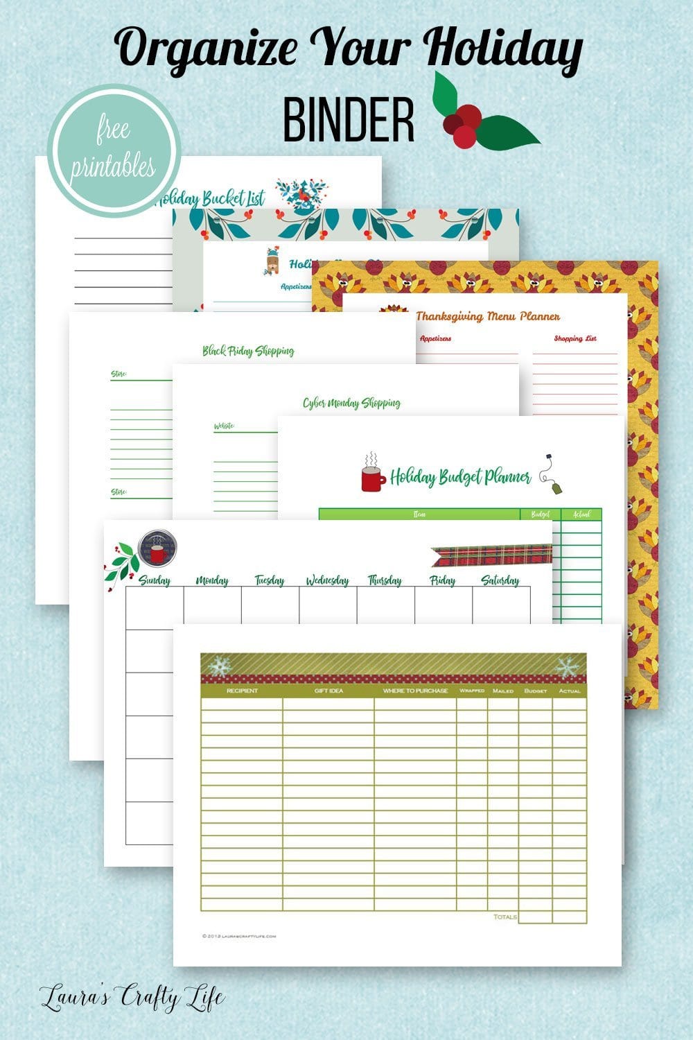 organize your holiday free printables