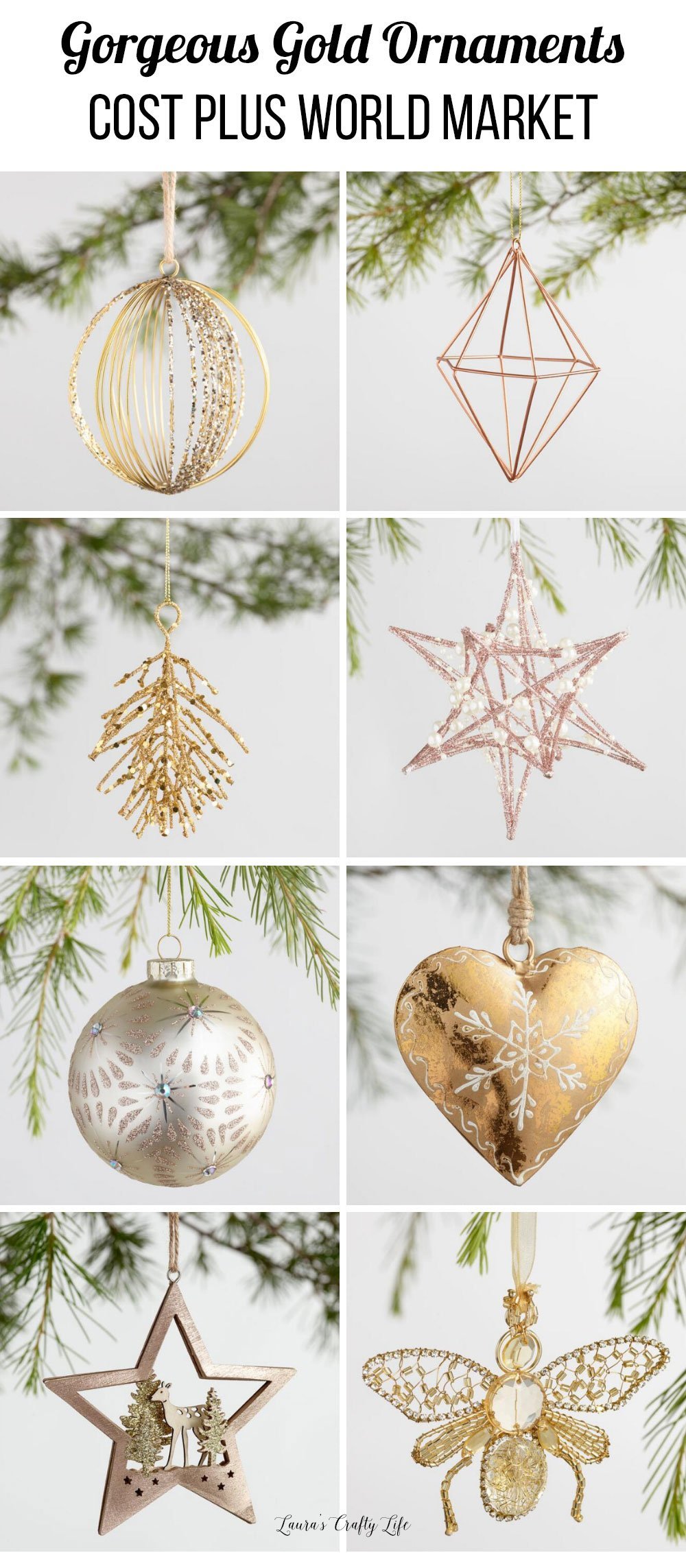 #sponsored by @worldmarket Gorgeous gold ornaments from Cost Plus World Market to deck out your Christmas tree. #laurascraftylife #goldornaments #Christmas