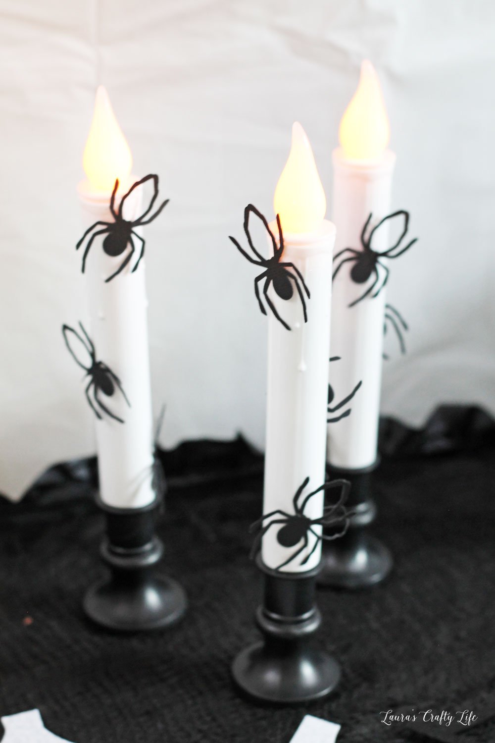 Spider candles made with Cricut Maker