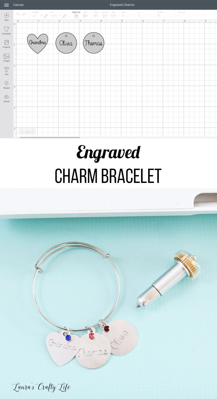 engraved charm bracelet