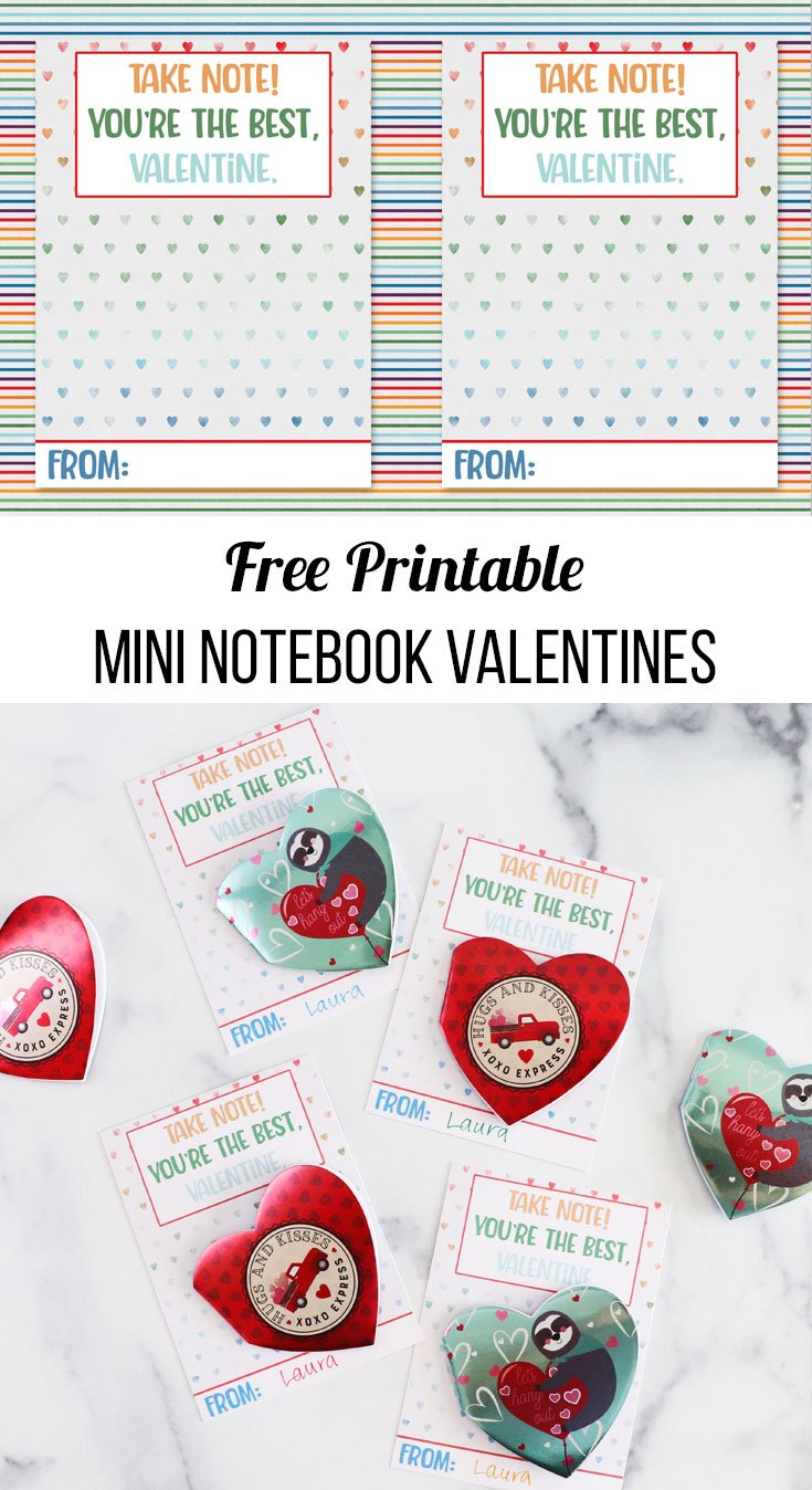 free printable mini notebook valentines