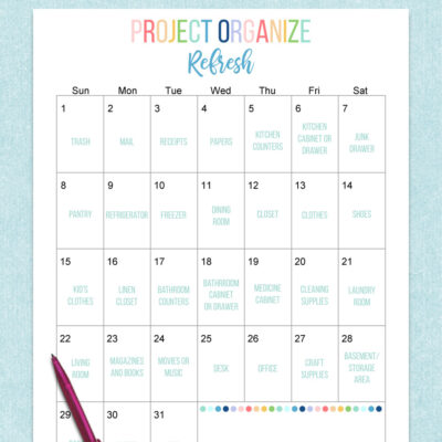free printable 2023 project organize refresh calendar
