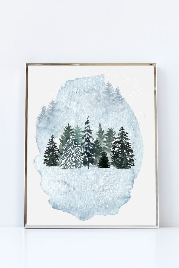 winter trees silver frame mockup