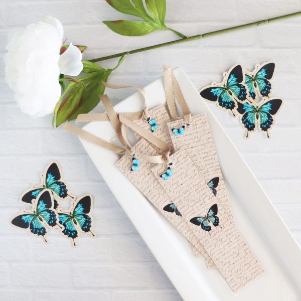 blue butterfly bookmarks and stickers