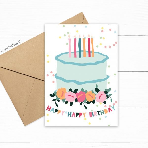 happy happy birthday cake card mockup