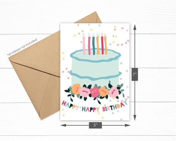 happy happy birthday card cake mockup with size