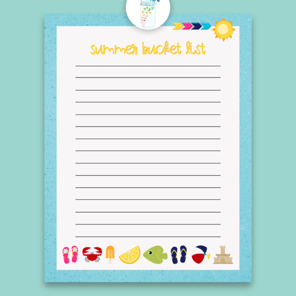 summer bucket list digital printable