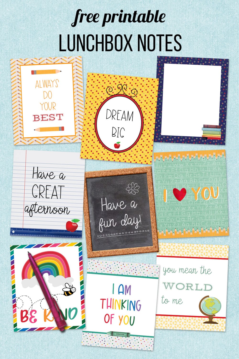 free printable lunchbox notes