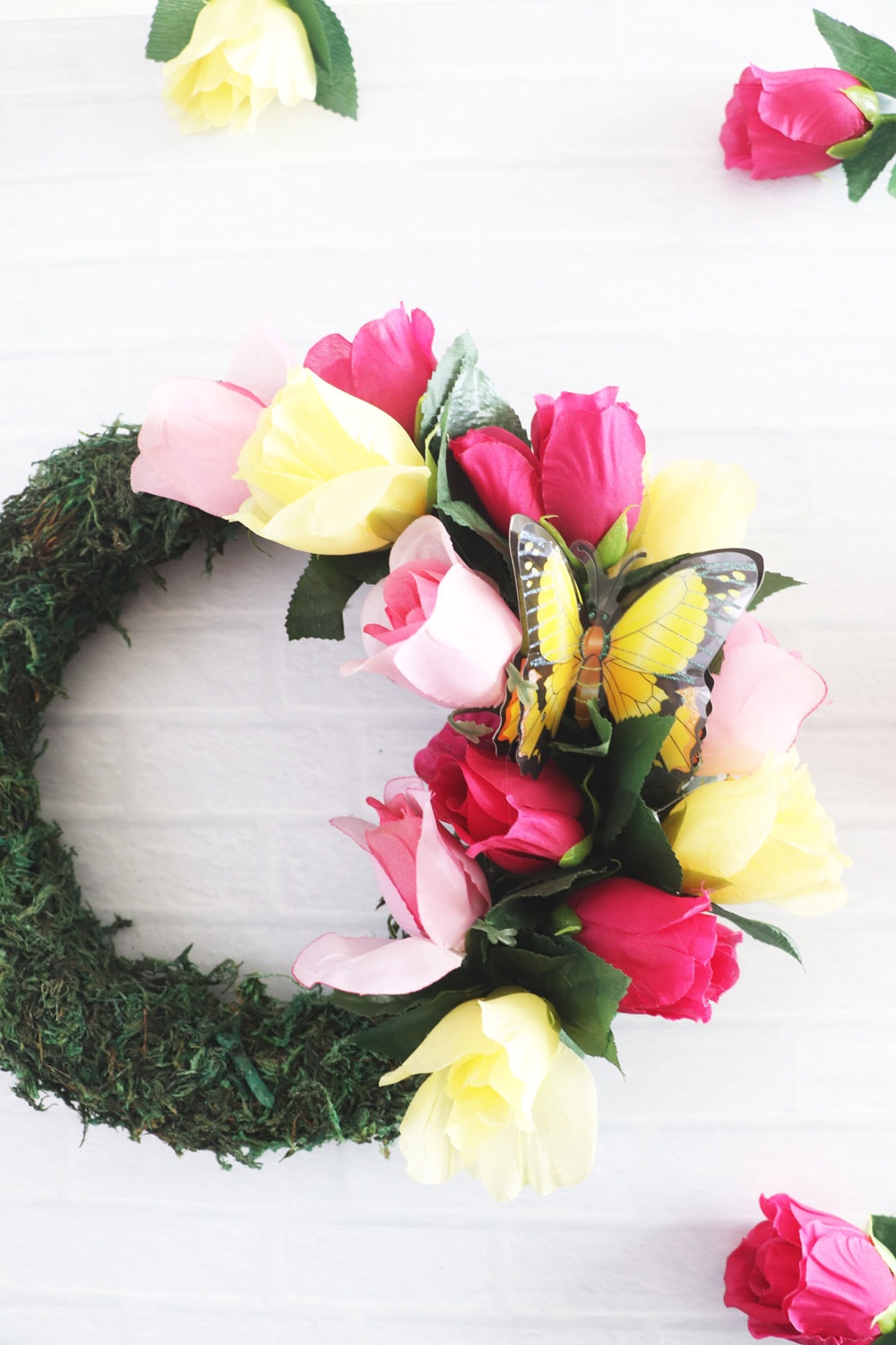 moss and flower wreath
