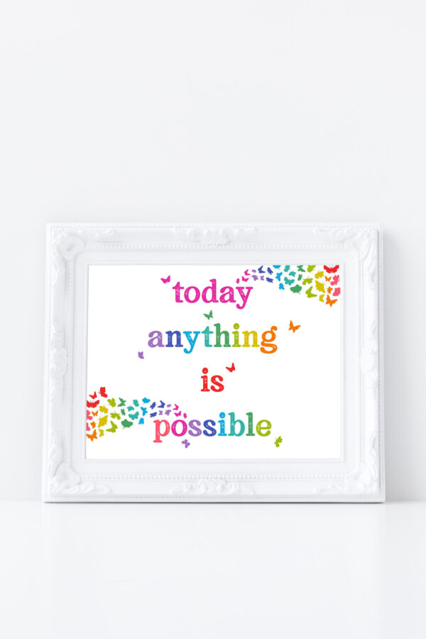 today anything is possible white frame mockup