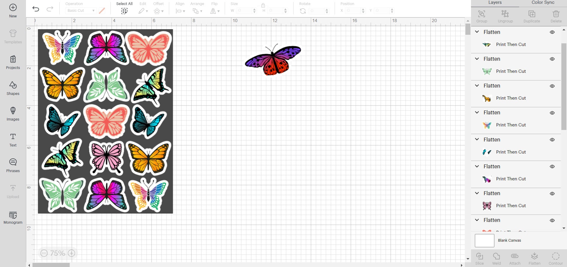 use rectangle to arrange print then cut designs