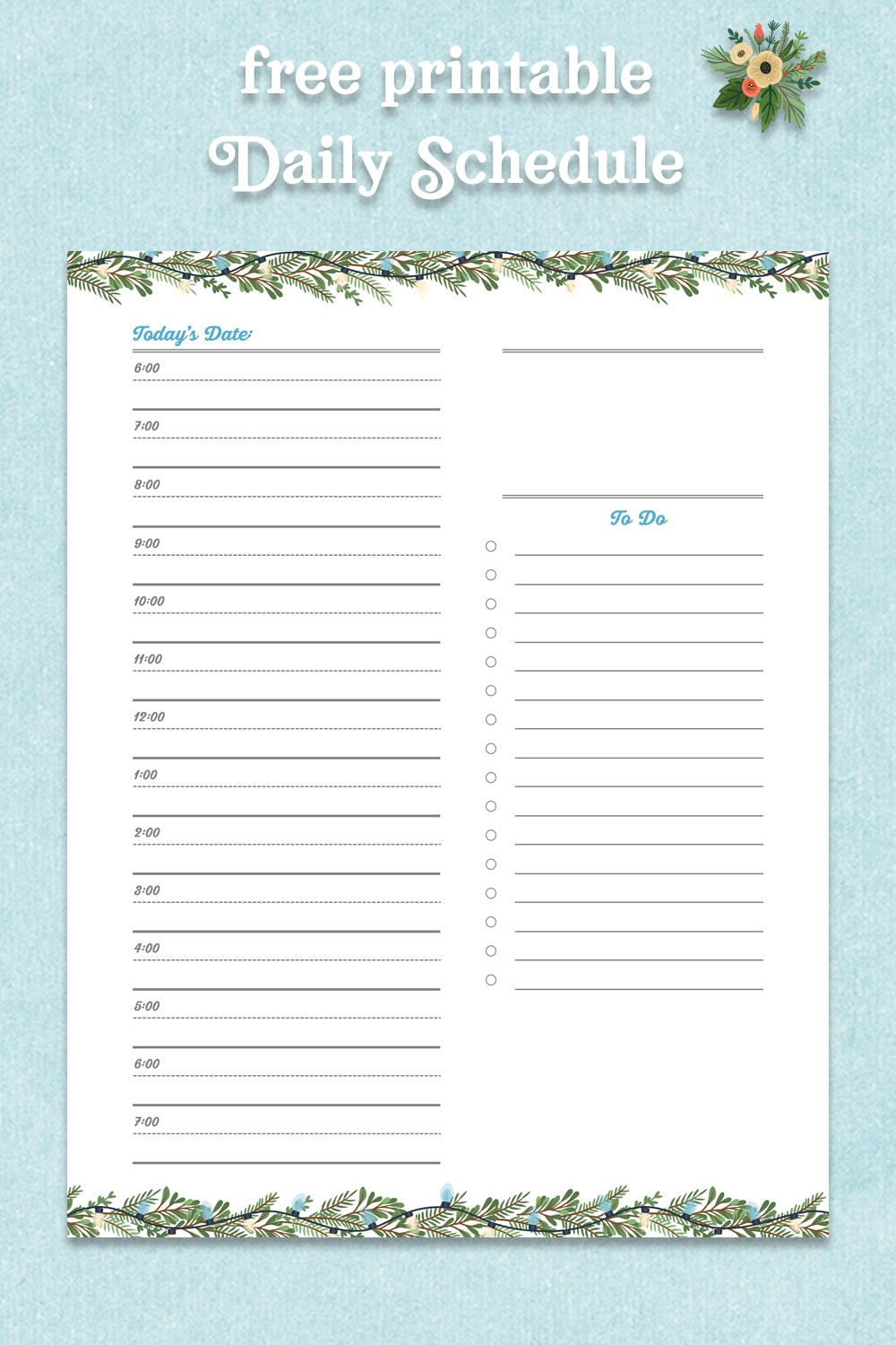 free printable daily holiday schedule